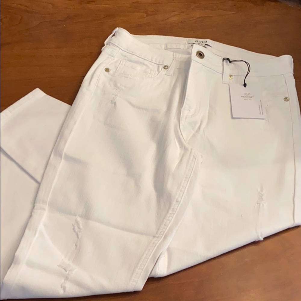 Pistola NWT white denim skinny jeans 29 distressed